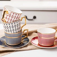 british style bone china coffee cup saucer set 240ml luxury ceramic mug coffee cup tea set cafe espresso cup drinkware