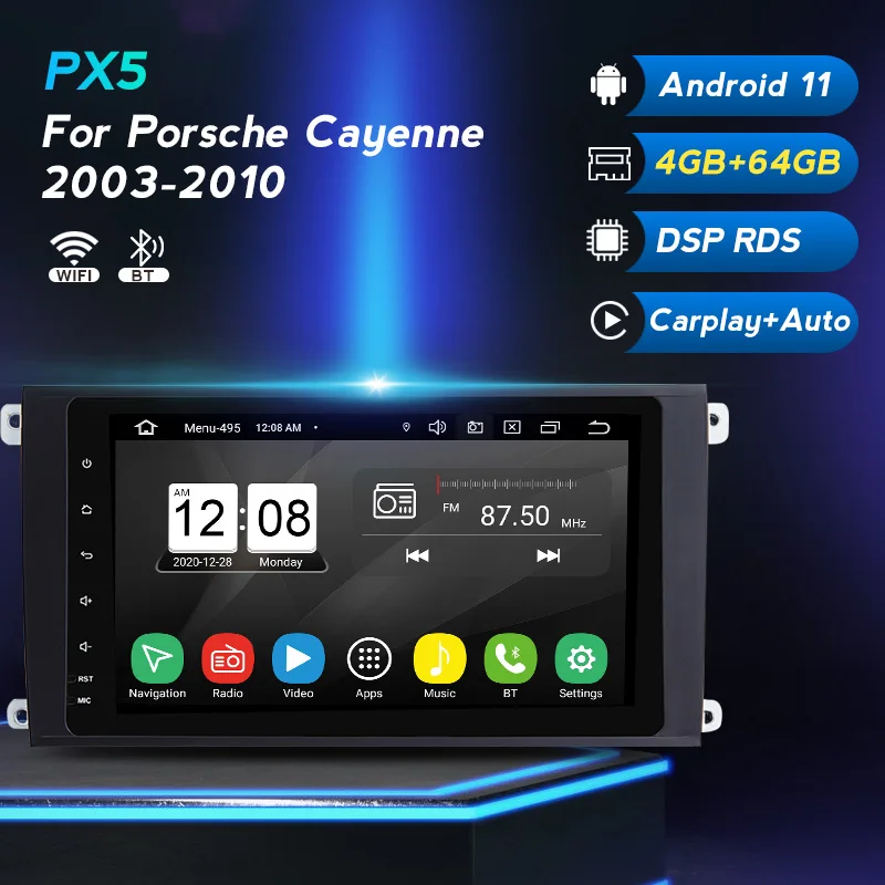 Автомобильный радиоприемник Android 11 GPS RDS FM Bluetooth DVD для Porsche Cayenne 2002 2010 стерео
