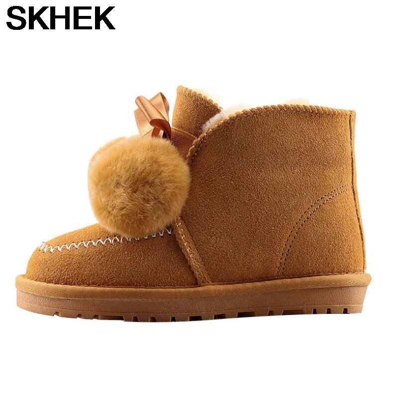 

Кожаные Меховые детские сапоги SKHEK для детей, девочек, малышей, детские зимние сапоги, детские снегоступы, ботинки для мальчиков, зимние детс...