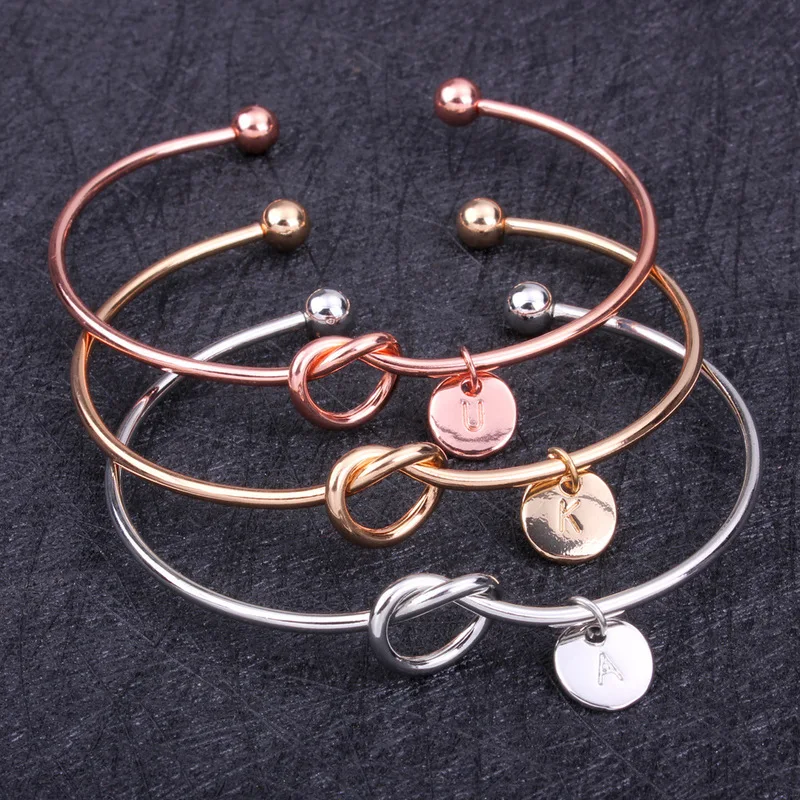 

1 Pcs Sell A-Z Fashion Cuff Bracelets Rose Gold/Silver Alloy Letter Snake Chain Charm Bracelet Female Personality Jewelry