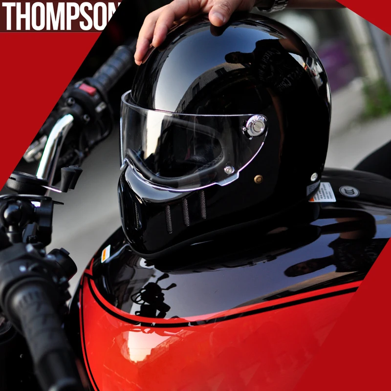 

Thompson Motorcycle Helmet Motorbike Riding Full Face Helmet Vintage Chopper Retro Helmet Capacete Casco Moto