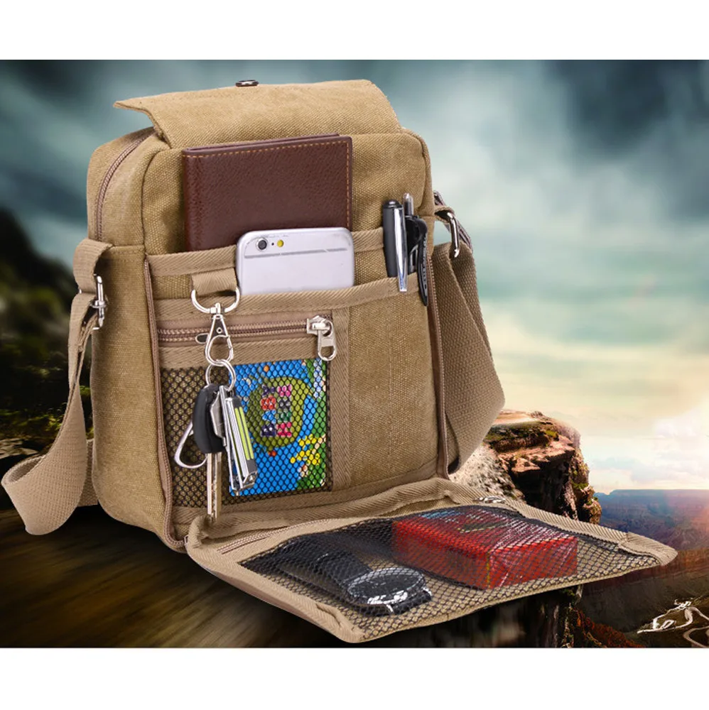 Сумка через плечо индивидуальная многофункциональная мужская сумка холщовая