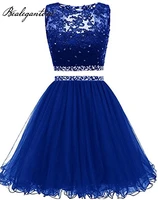 bealegantom sexy lace two piece short homecoming dresses tulle with beaded appliques mini lace prom party graduation gown