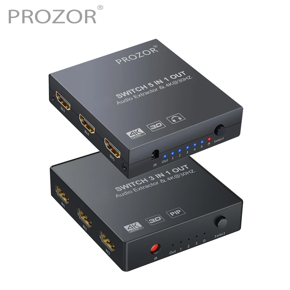 PROZOR 5x1 3x1 HDMI совместимый переключатель аудио экстрактор поддержка 4K 3D 1080P
