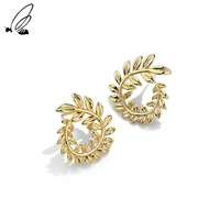 ssteel 925 sterling silver wheat leaf stud earrings gift for women personalized statement fine accessories 2021 jewellery