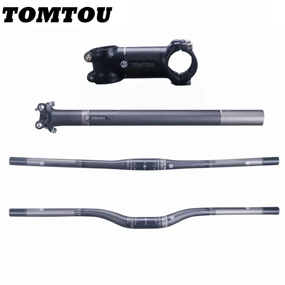 

TOMTOU Carbon Bike Mountain Bars Sets Bicycle Handlebar Stem Seatpost For Cycling MTB Bicycle XXX Parts 3K Matte
