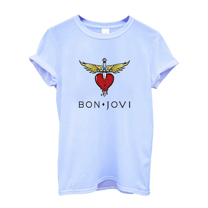 Bon jovi Футболка женская синяя футболка Винтажная футболки для друзей уличная
