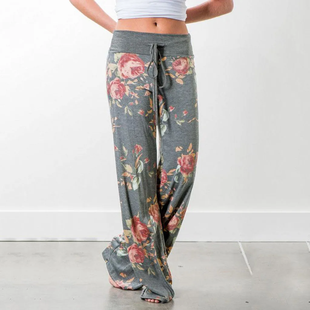 

Women Floral Harem Printed Pants Drawstring High Wide Leg Dance Loose Casual Trousers Comfy Stretch Loose Sport Pants #G1