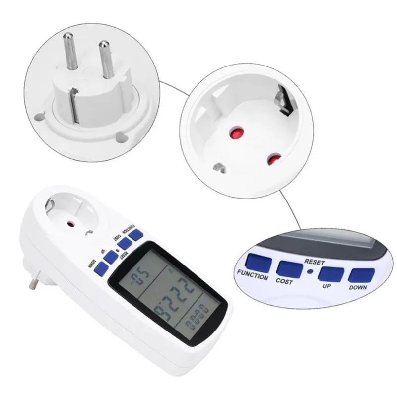 Розетка измеритель напряжения 230v Цифровой электроэнергии с дисплеем|Измерители