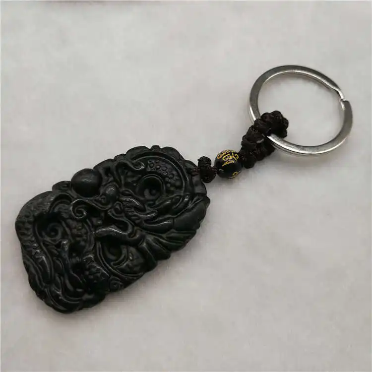 Прямая доставка китайские украшения черный зеленый нефрит резной счастливый