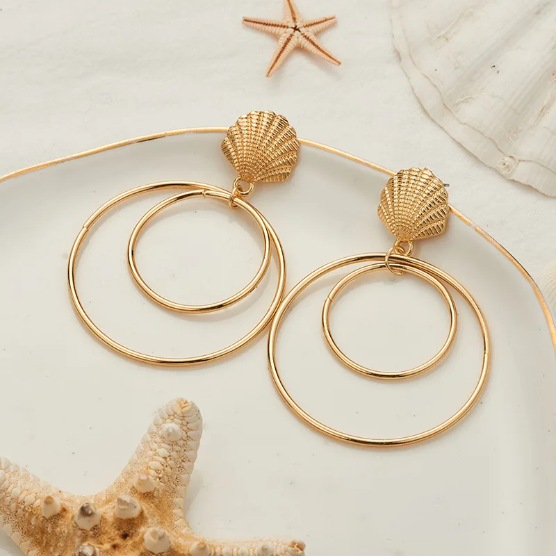 2019 новые летние висячие серьги в виде ракушек для женщин стиле бохо золотого