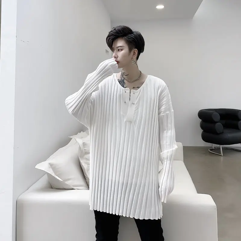 Весна Осень 2020 новый молодежный популярный мужской полосатый вязаный свитер с