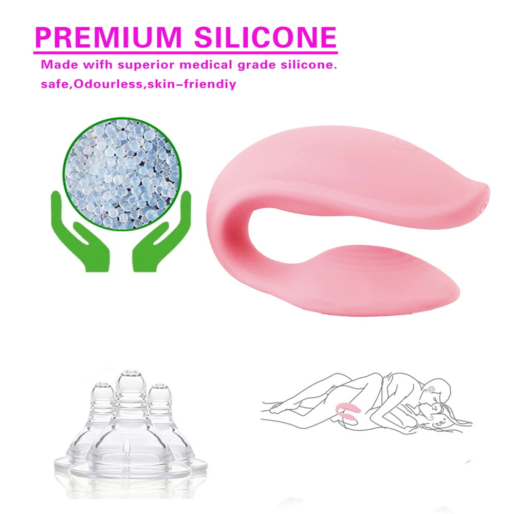 Водонепроницаемый силиконовый C-образный фаллоимитатор двойной вибратор