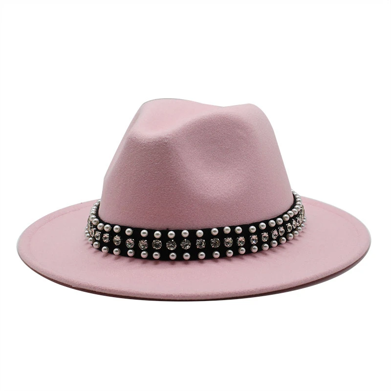 Fashion Men Women Wide Brim Wool Felt Jazz Fedora Hats British style Trilby Party Formal Panama Cap Black Yellow Dress Hat