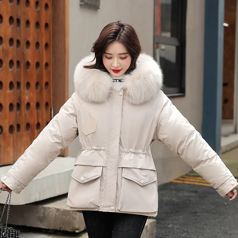 Женская зимняя куртка флисовая парка женское Стеганое теплое пальто средней