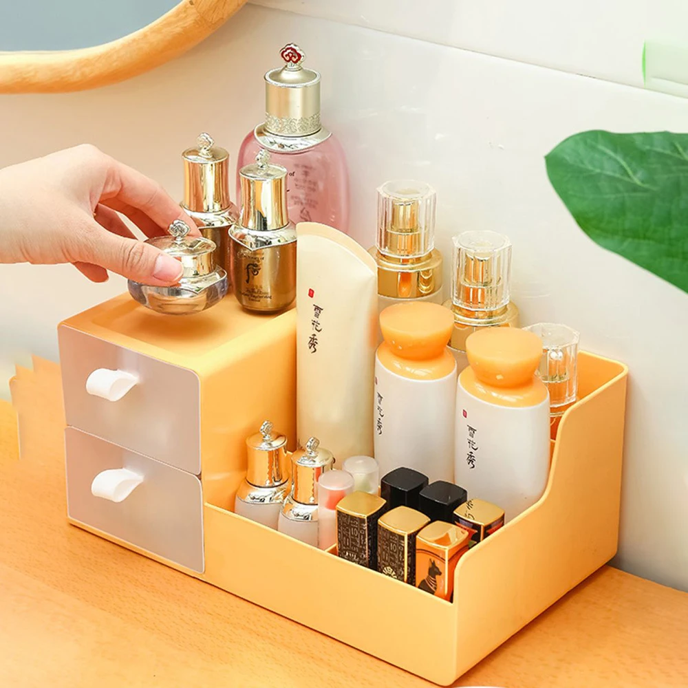 

Drawer Makeup Organizer Plastic Make Up Box Home Office Bathroom Storage Organizador Dust-Proof Desktop Maquillaje Organizers