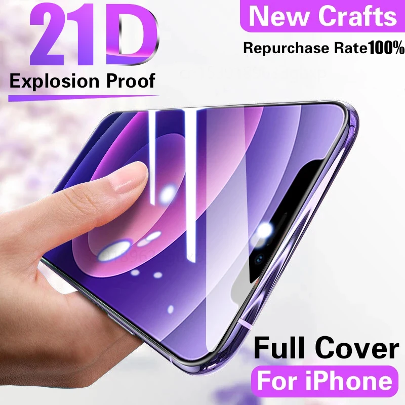 Закаленное стекло для iPhone 11 Pro Max защита экрана с полным покрытием 12 Mini 6 6S 8 7 Plus X Xs Xr