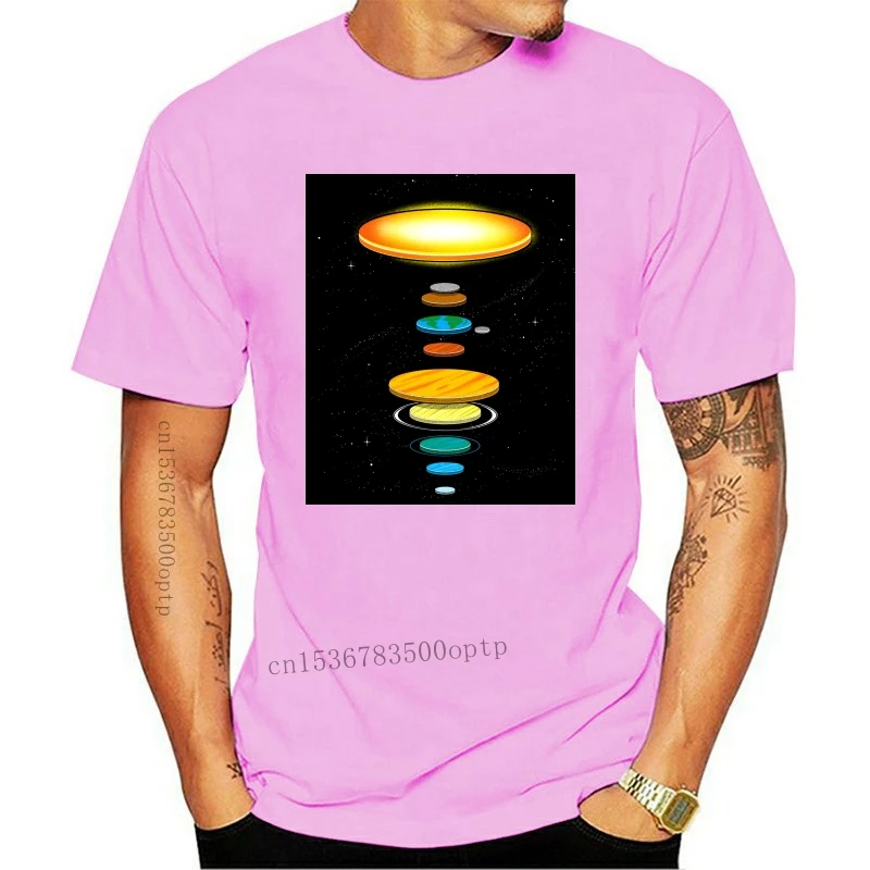 

New Flat Earth T-Shirt Men Comedy T-Shirts The Flat Solar System