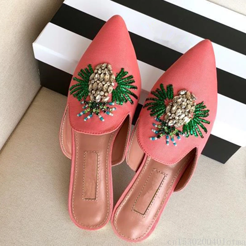 

Ollymurs New Summer HIgh Quality Leather Luxury Brand Mules Sandals Flats Designer Shoes Women