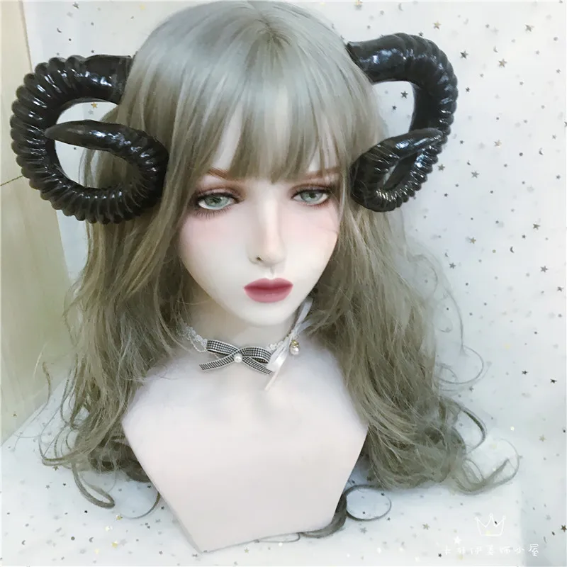 

1 pair Girl Women's Halloween Cosplay Sheep HornHeaddress Gothic Devil Lolita Mori Clip Hairpin KC Headwear