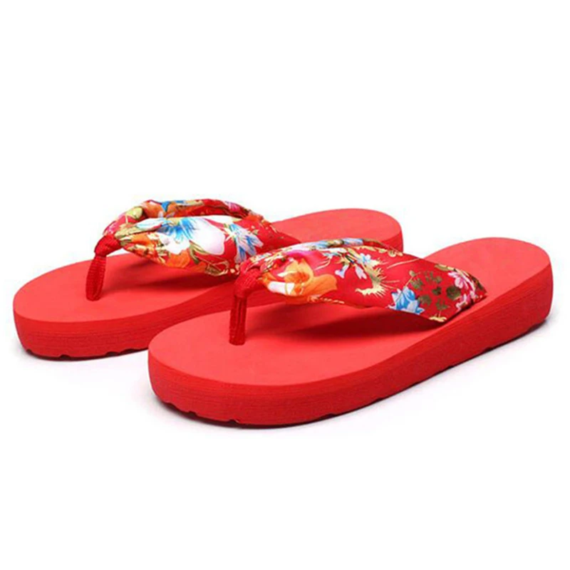 Женские сандалии на танкетке пляжные шлепанцы больших размеров 40 в богемном