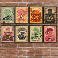 demon slayer anime character poster vintage anime wall painting for bar room home decor comics retro kraft paper painting