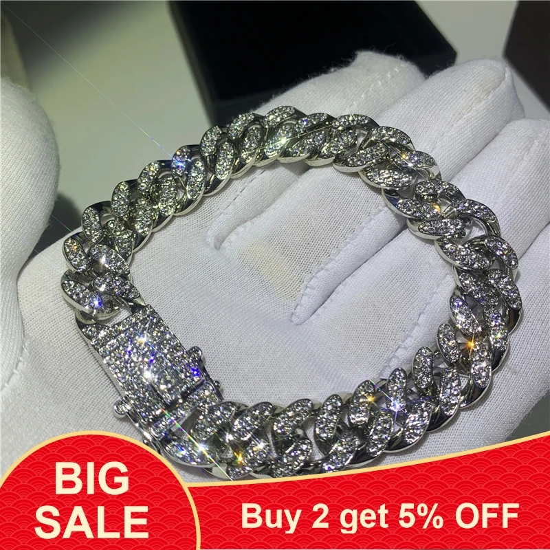 Модные сверкающие браслеты в стиле хип хоп высокозолотая кубинская цепочка