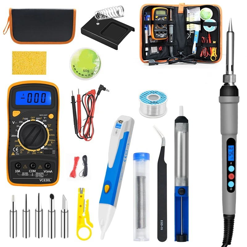 

Temperature Electric Soldering Iron Kit,220V 60W Soldering Iron Kit with Multimeter Welding Tool Kits