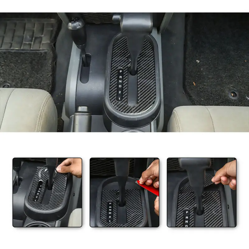 

10 Pcs Gear Shift Carbon Fiber Sticker Trim Exterior Fashion For Jeep Wrangler JK 2007-10