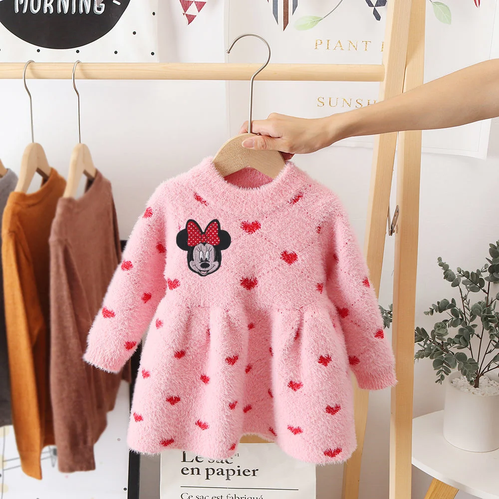 Disney princes Minnie cartoon baby Keep warm skirt coat girl autumn and winter top dresse jacket | Мать и ребенок