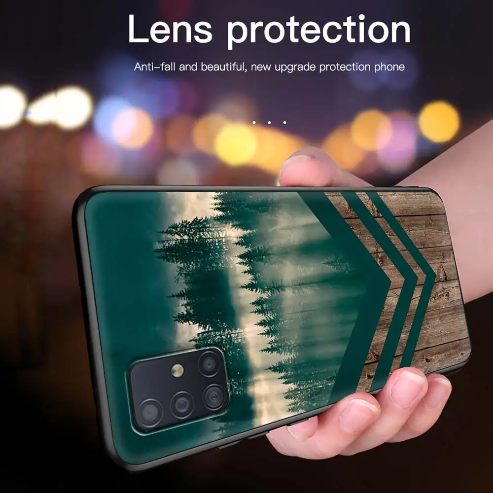 

Forest Geometry Wood Nature Case For Samsung Galaxy A51 A71 A21s A31 A12 A32 5G A21 EU A52 4G A41 A11 Silicone Luxury Shell Capa