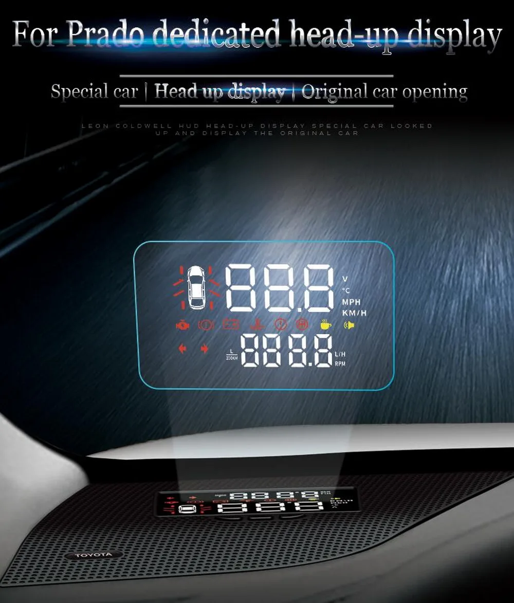 Liandlee автомобильный HUD Дисплей для Toyota Prado~ безопасный экран для вождения полнофункциональный БД проектор лобовое стекло