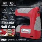 Электрический степлер 90-230 В, мощный Регулируемый пистолет для ногтей, инструменты для мебели, деревообработки, обивки, степлер с батареей 600 мАч