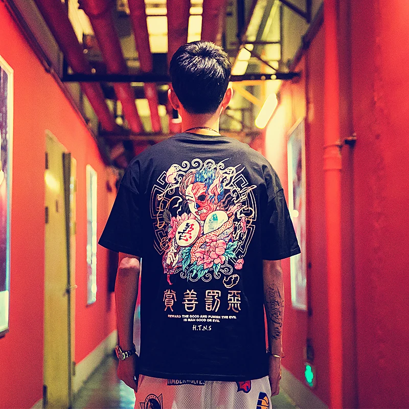 Китайский стиль свободный дизайн многоцветная Футболка унисекс из мягкого