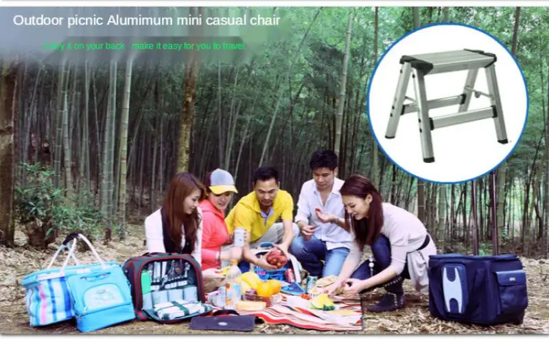 

Household folding ladder, aluminum alloy thickened outdoor camping fishing stool, one step ladder, portable and lightweight