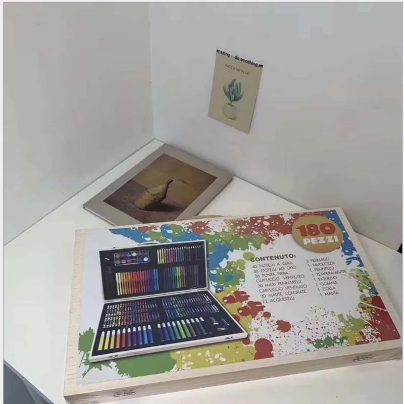 

Wooden Box Children'S Drawing Stationery Cartoon Watercolor Pencil Set Color Nontoxic Painting Art Graffiti Pen School Supplies