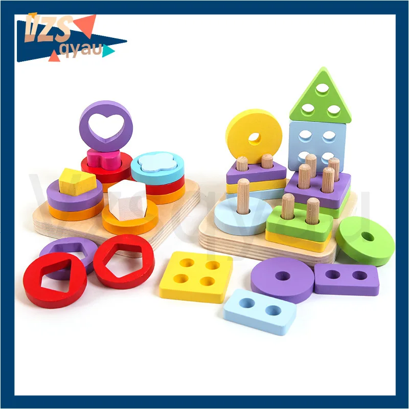 

Baby Toy Wooden Blocks Shape Jointed Board Montessori Teaching Leaning Education Building Chopping Block Match Toy Matching Game