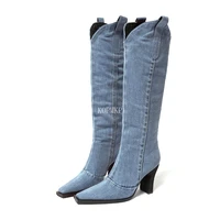 brand new denim ladies non slip boots fashion thick soled spring thigh high boots women 2021 fashion casual shoes women boots
