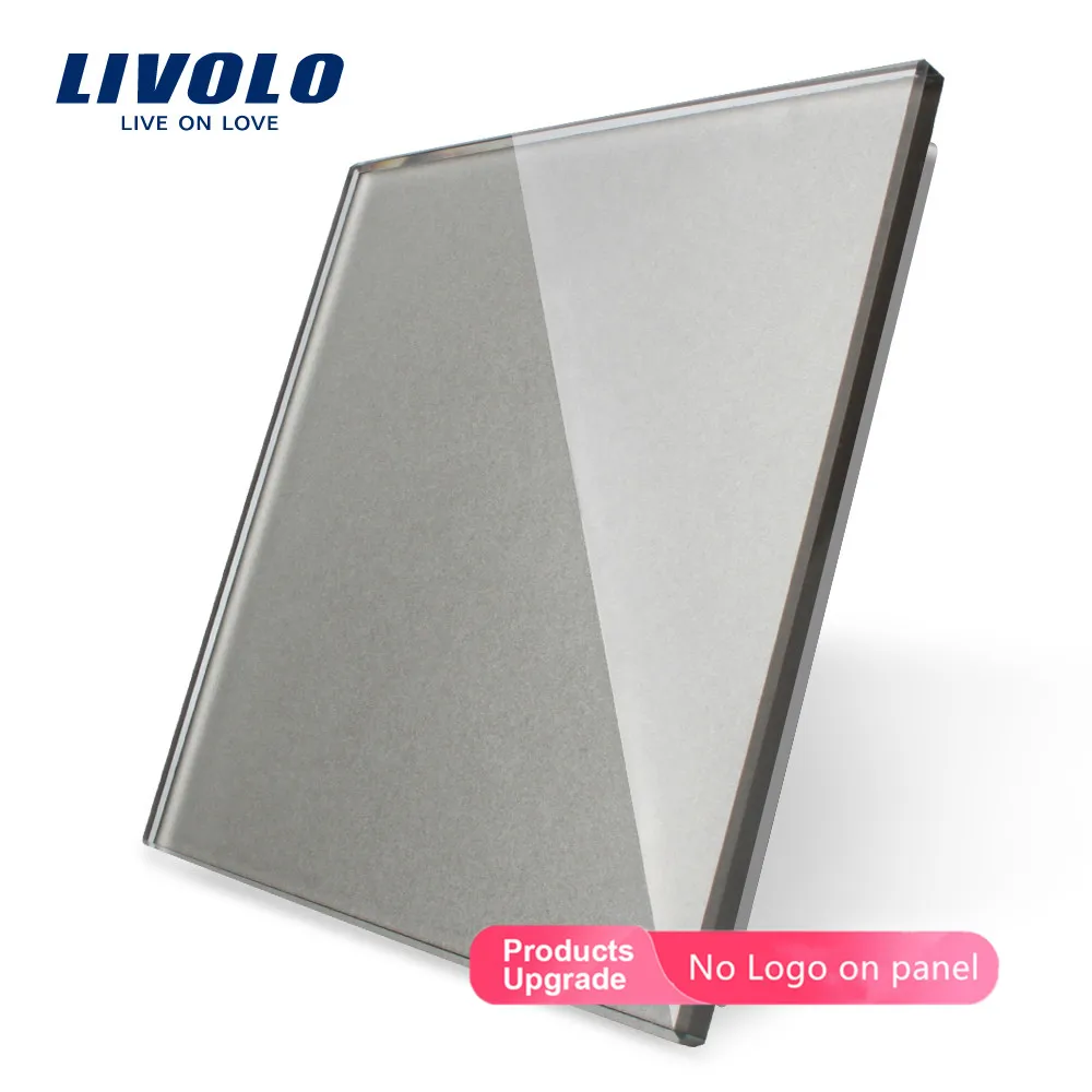 Grey-No logo Livolo/Стандартный пустой Стекло Панель, все пустые(для отделки стен), Стекло Панель, а не переключатель, C7-C0-11/12/13/15(4 цвета), нет входа - Цвет: Grey-No logo