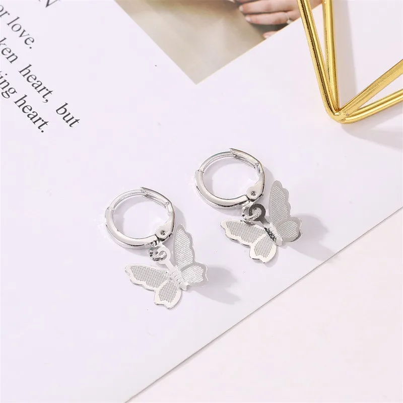 

Modyle 2020 New Fashion Gold Silver Color Butterfly Drop Earrings Women Simple Animal Earrings Women Jewelry Accessories