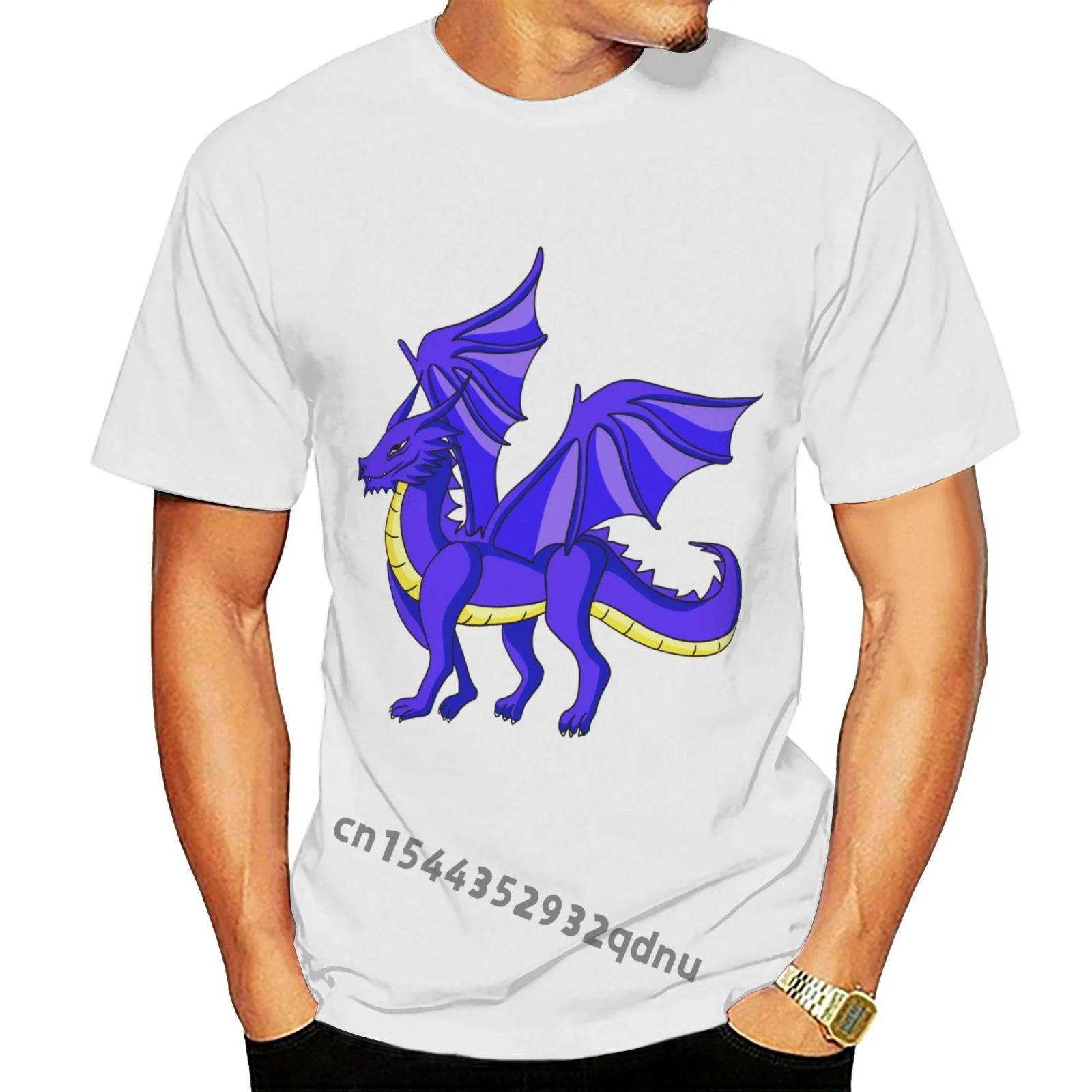 

Мужская футболка Magic Purple Dragon, белая хлопковая футболка, Размеры S 6Xl