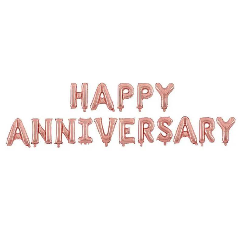 16 шт./лот золотые/серебристые шары с надписью на годовщину круглые вечерние