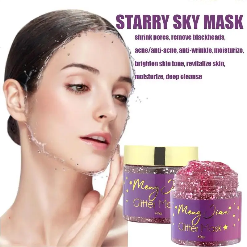 

Moisturizing Peel Off Face Mask Shrink Pores Brightening Skin Tone Tearing Glitter Shining Star Bublle Facail Mask Deep Cleaning