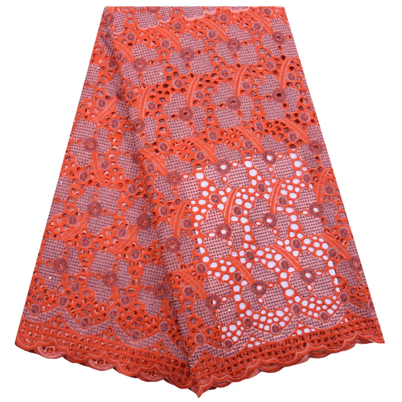 

Kalume 100% Cotton African Dry Laces Fabric Red High Quality Lace French Swiss Voile Embroidery Lace Fabric 5 Yards Wedding 1826