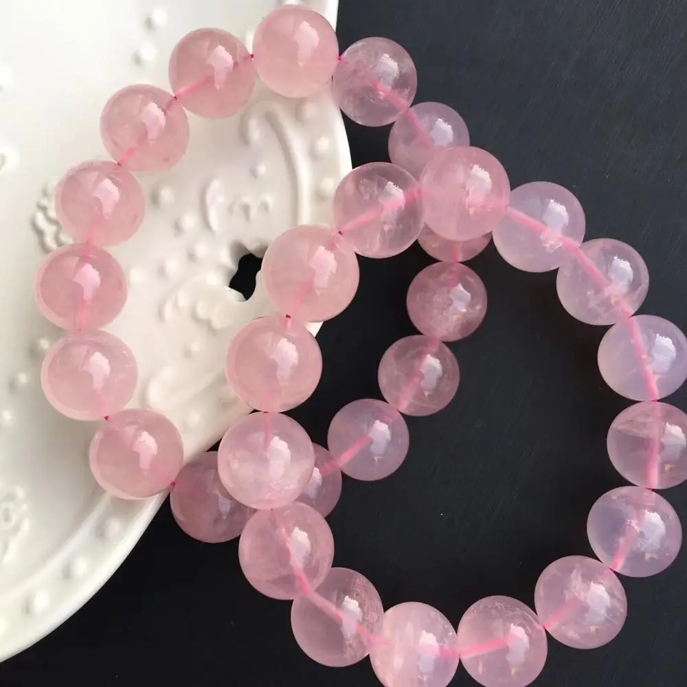 14 мм натуральный Ледяной Розовый кварц розовый мадагаскарский кристалл браслет