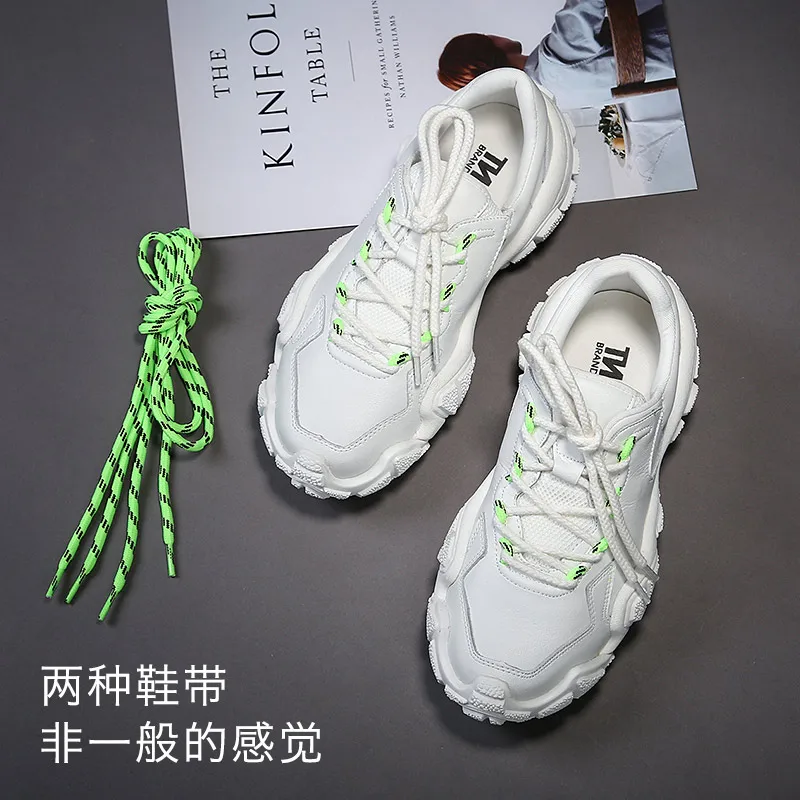 Модные дышащие легкие женские кроссовки на платформе со шнуровкой обувь толстой