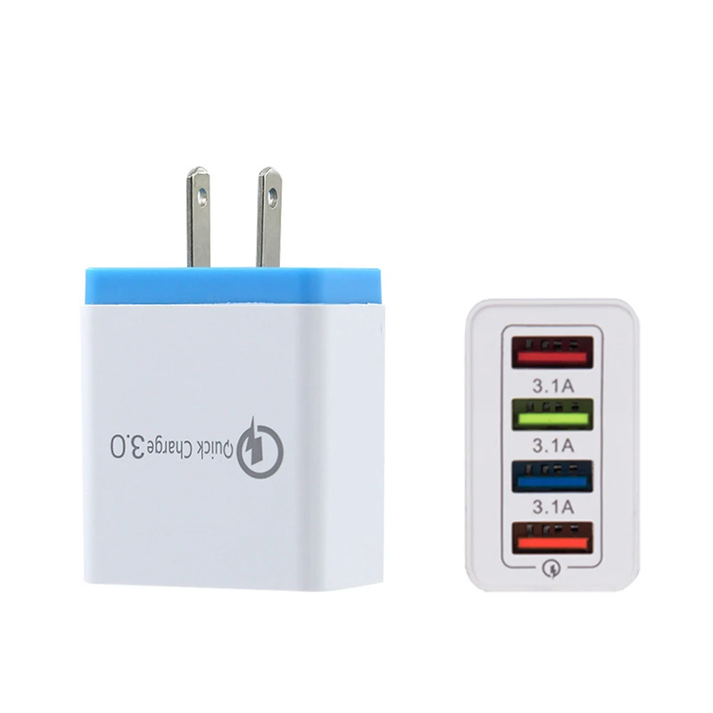 04 blue Интеллектуальное зарядное устройство для мобильного телефона США 4USB 5V3A зарядное устройство для путешествий для samsung для Xiaomi для IPhone x для huawei адаптер зарядное устройство - Цвет: 04 blue