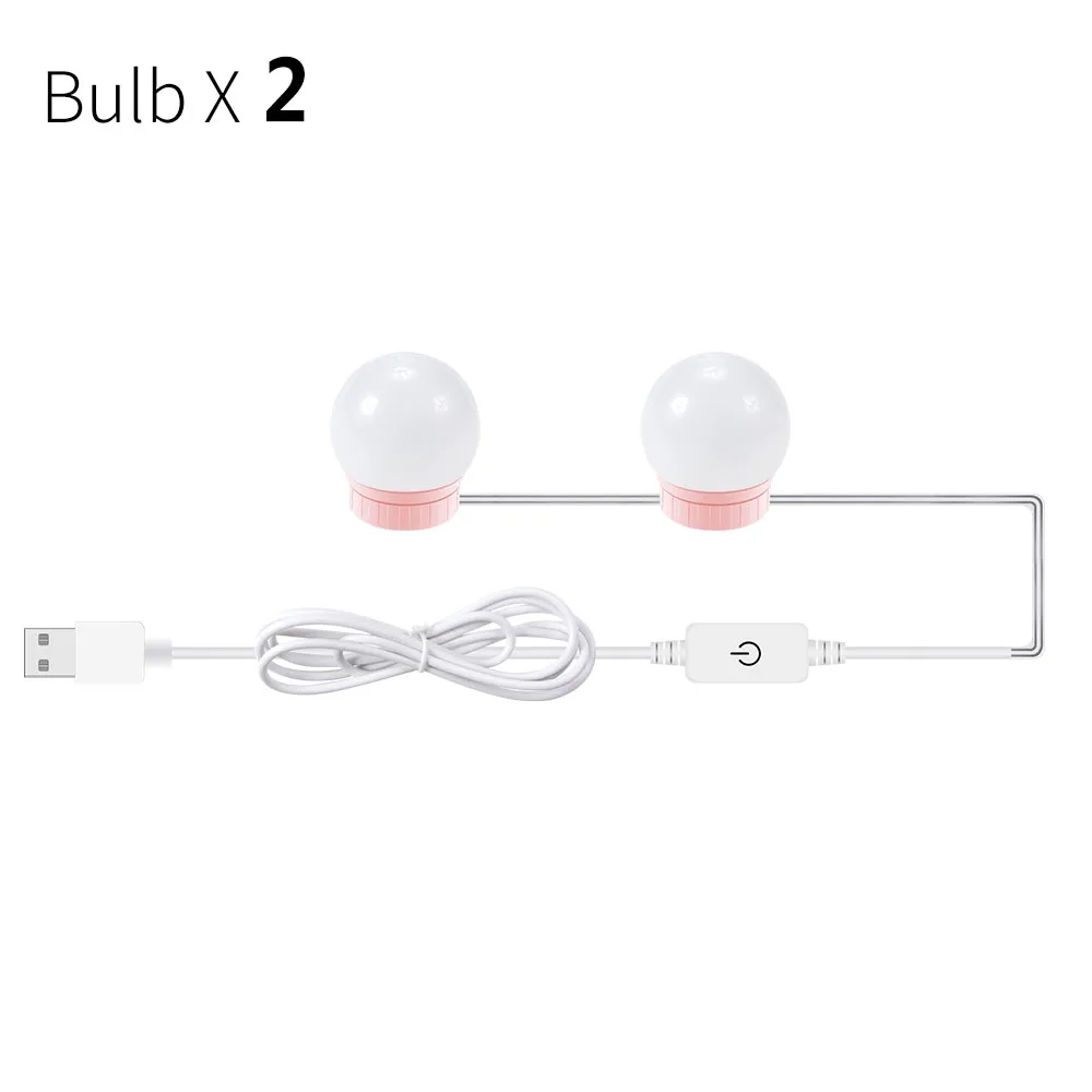 2 Bulbs Pink CanLing светодиодный светильник 12 В для макияжа, зеркальный светильник, голливудский туалетный светильник s, бесступенчатая настенная лампа с регулируемой яркостью, 6, 10, 14 ламп, комплект для туалетного столика - Испускаемый цвет: 2 Bulbs Pink