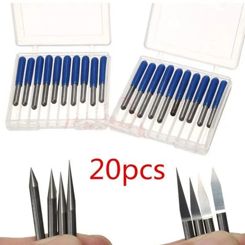 20 штук PCB гравировочные Биты 3 175 мм карбида фрезерный станок с ЧПУ Бит 10/15/20/30