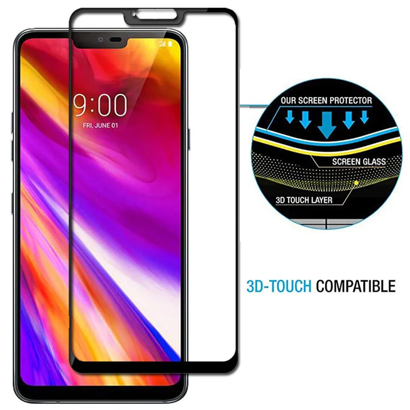 premium full cover tempered glass for lg g7 thinq screen protector protective glass for lg g7 one fit plus q9 full glue glass free global shipping